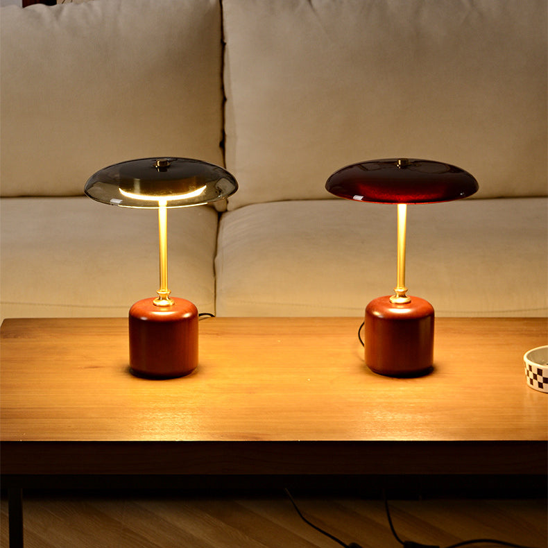 Contemporary Brass Wood Table Lamp