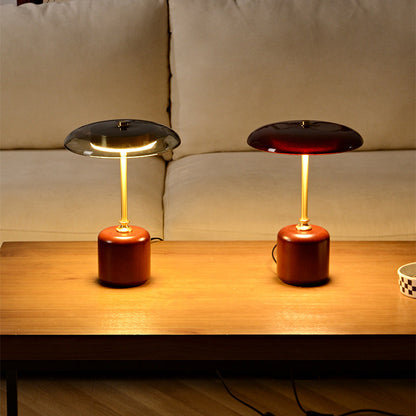 Contemporary Brass Wood Table Lamp