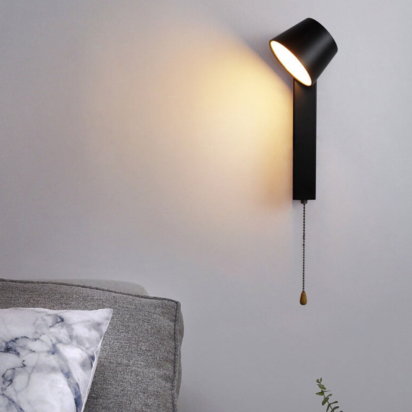 Wrought Iron Acrylic Pull Wire Switch LED Wall Sconce Lamp