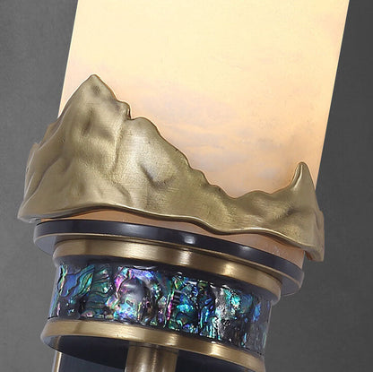Chinese Marble Copper Column Brass LED Wall Sconce Lamp