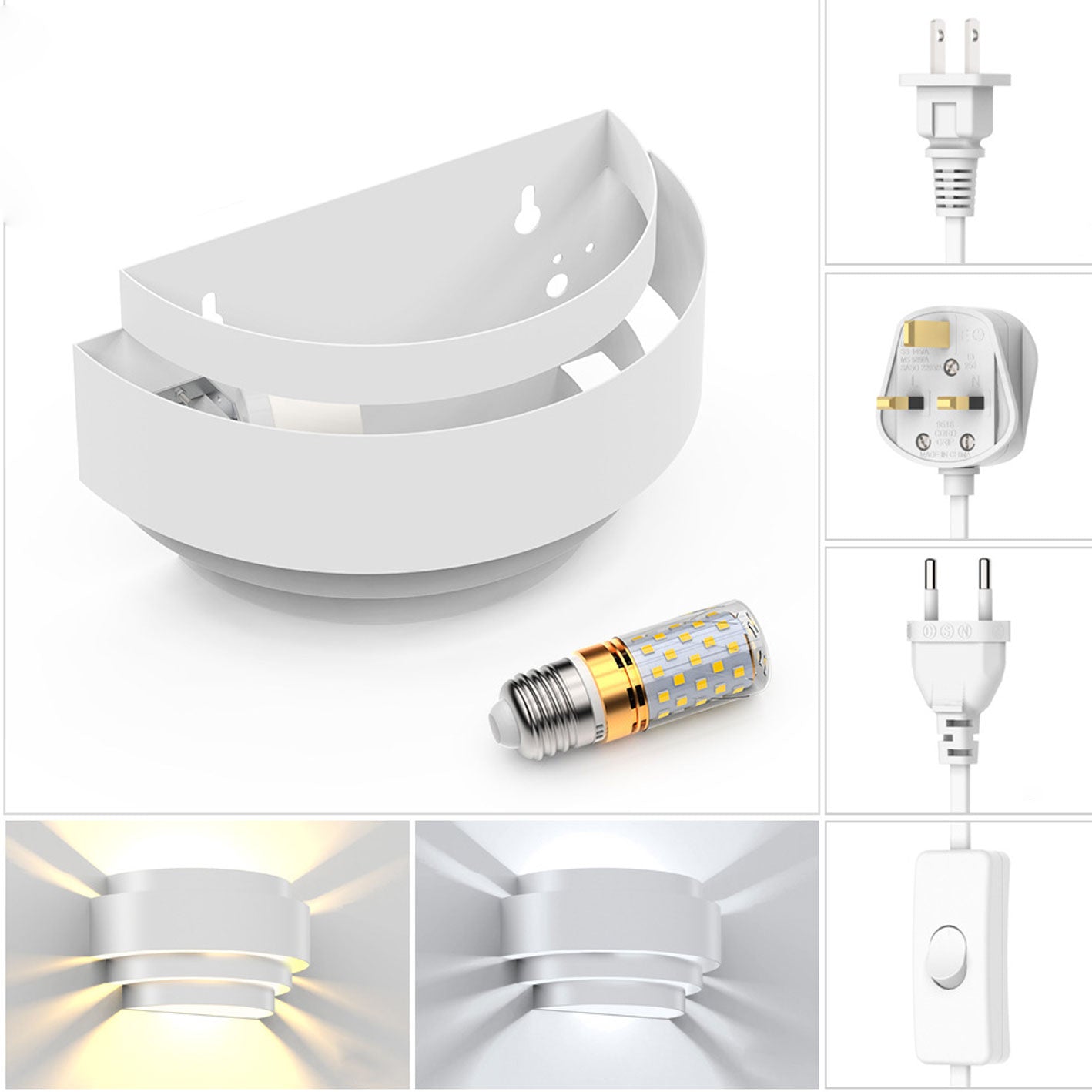 European Solid Color Half-circle Iron LED Wall Sconce Lamp