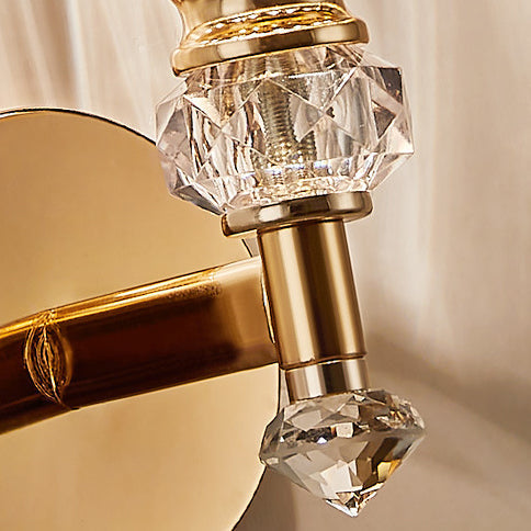 Round Trapezoidal Hardware Crystal 1-Light Wall Sconce Lamp