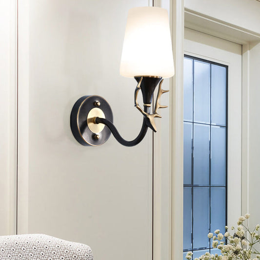 Full Exquisite Deer Head Design 1/2-Light Wall Sconce Lamp