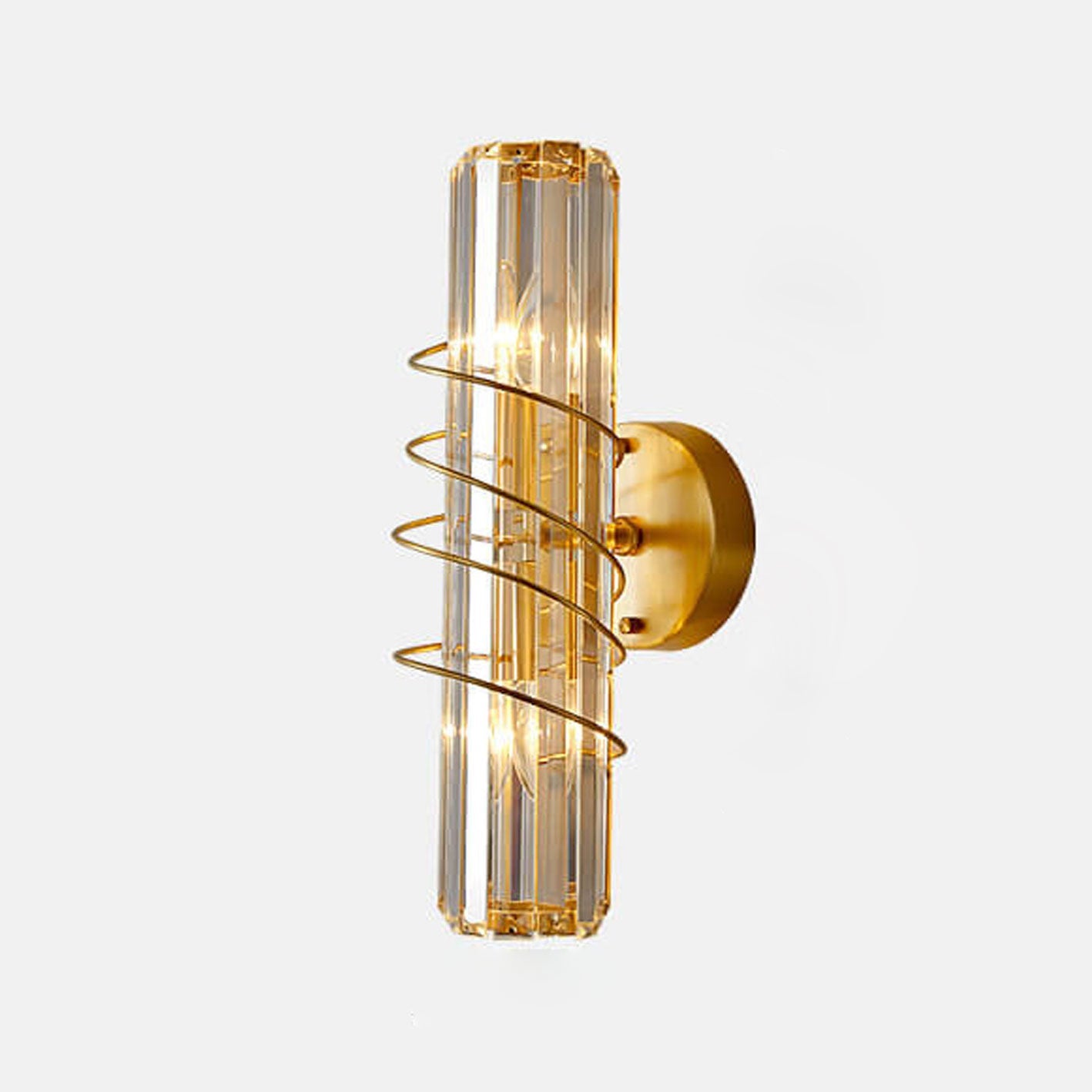 Brass Crystal Geometric Ring 2/3 Light Wall Sconce Lamp