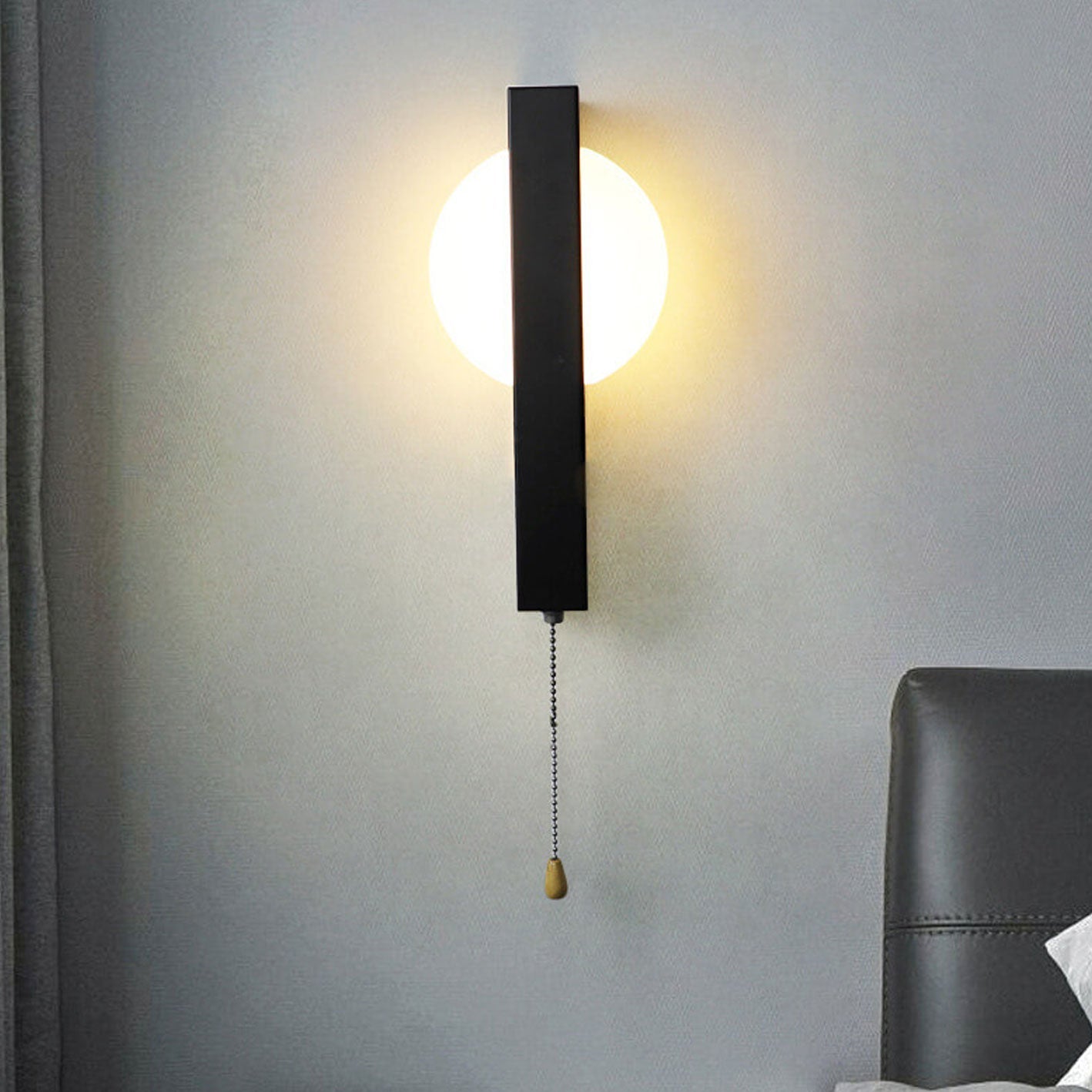 Wrought Iron Acrylic Pull Wire Switch LED Wall Sconce Lamp