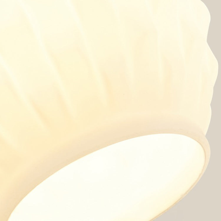 Bell Pleated Glass Shade Wood 1-Light Wall Sconce Lamp