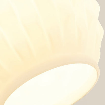 Bell Pleated Glass Shade Wood 1-Light Wall Sconce Lamp