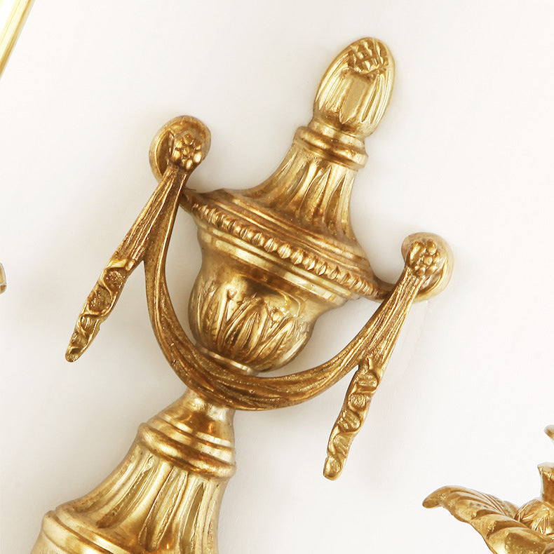 European Brass Candle Candleholder 2-Light Wall Sconce Lamp