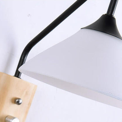 Japanese Iron Glass Lampshade 1-Light Wall Sconce Lamp