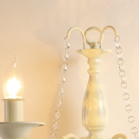 French Iron Crystal Candle 1/2 Light Wall Sconce Lamp
