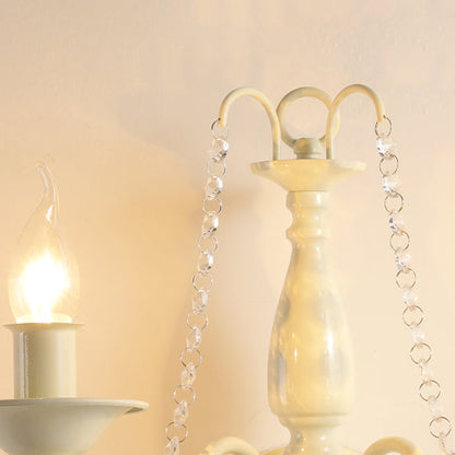 French Iron Crystal Candle 1/2 Light Wall Sconce Lamp