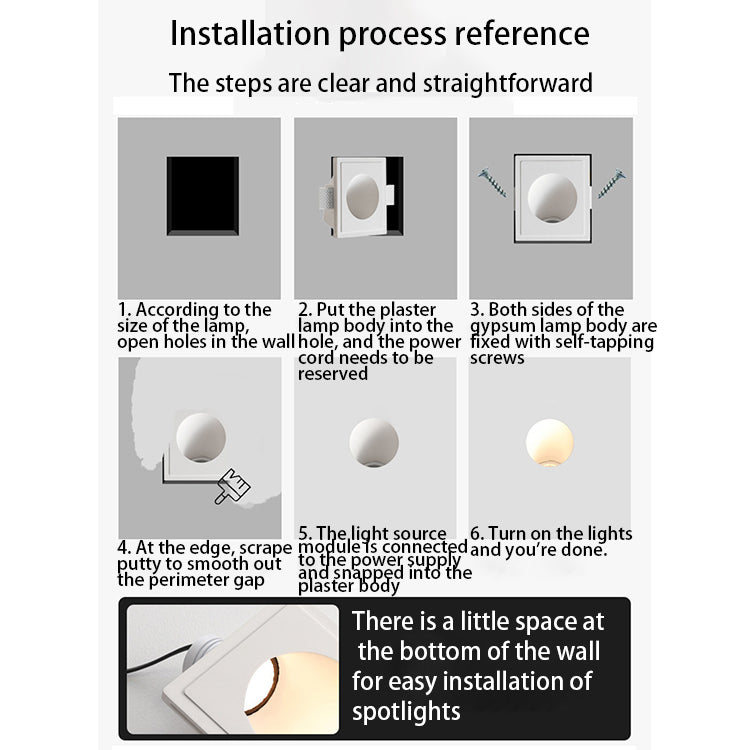 Round Aluminum Plaster LED Embedded Wall Sconce Lamp