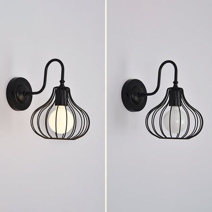 Iron Frame Pumpkin Shape 1-Light Wall Sconce Lamp