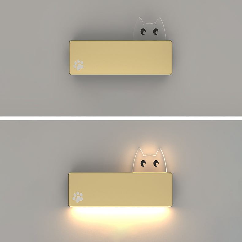 Simplicity Animal Cat Rectangular Iron LED Wall Sconce Lamp