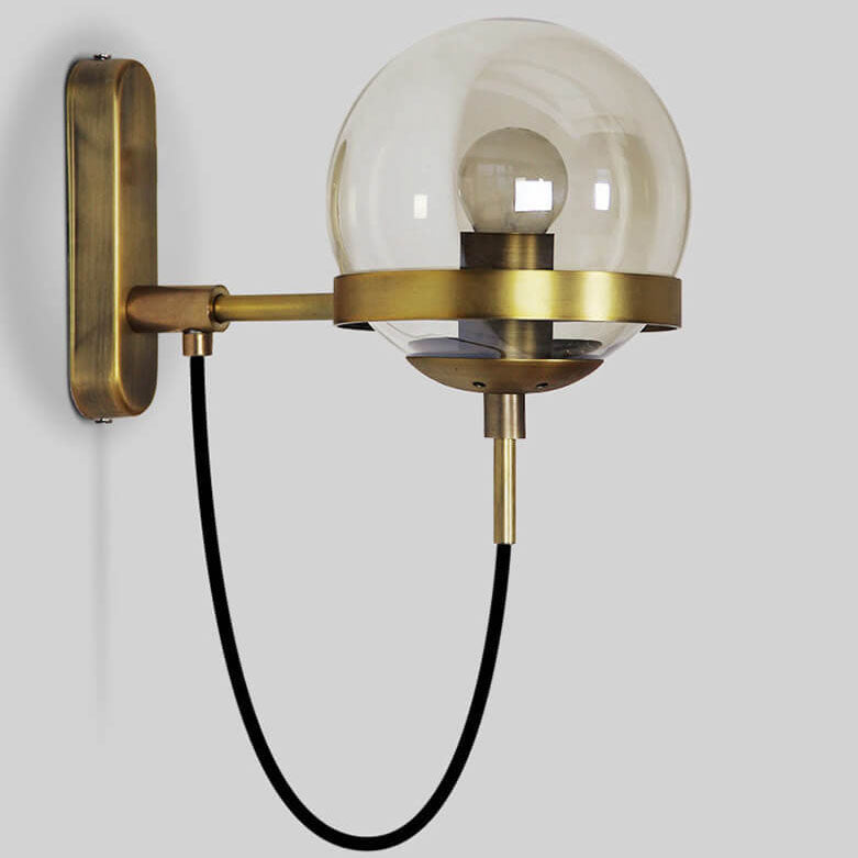 Round Electroplated Copper Glass 1-Light Wall Sconce Lamp