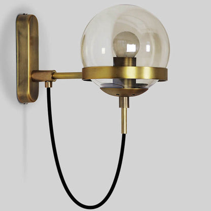 Round Electroplated Copper Glass 1-Light Wall Sconce Lamp