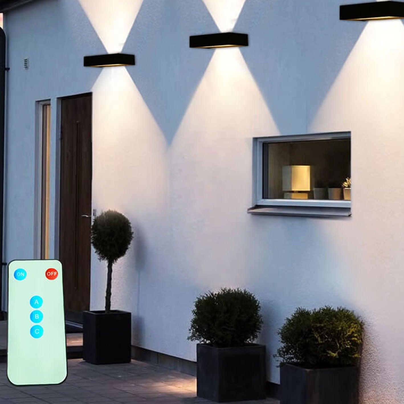 Outdoor Solar Remote Control Timing LED Wall Sconce Lamp