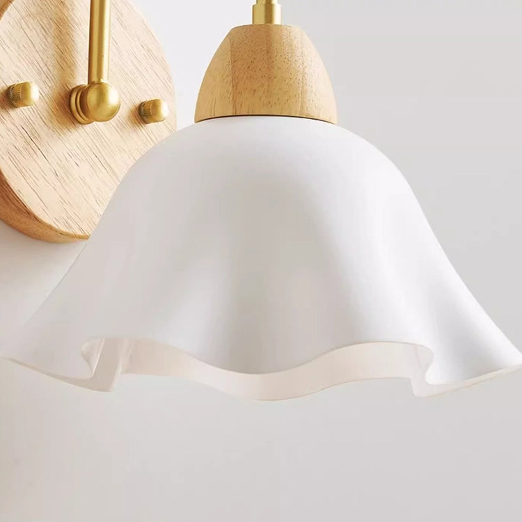 Wood Acrylic Iron Flower Ball 1-Light Wall Sconce Lamp