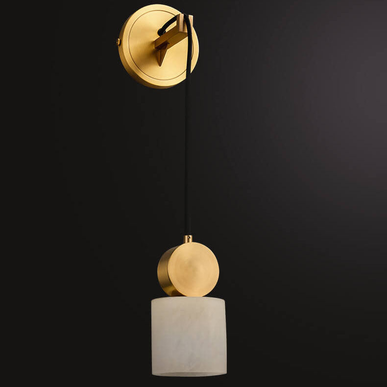 Light Square/Round Marble Shade 1-Light Wall Sconce Lamp