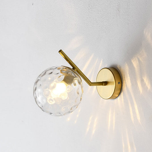Minimalist Glass Ball Curve Lamp Arm 1-Light Wall Sconce