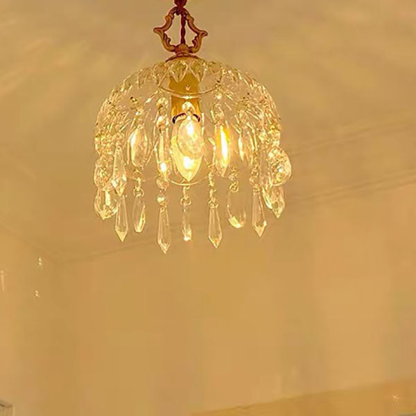 European Light Brass Crystal Glass 1-Light Wall Sconce Lamp