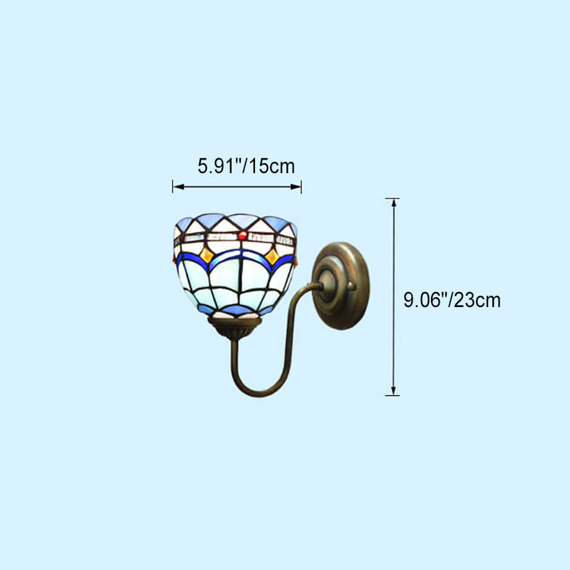 Tiffany Resin Glass Flower Shape 1-Light Wall Sconce Lamp