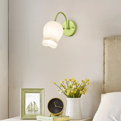 Simplicity Flower Iron Glass 1-Light Wall Sconce Lamp