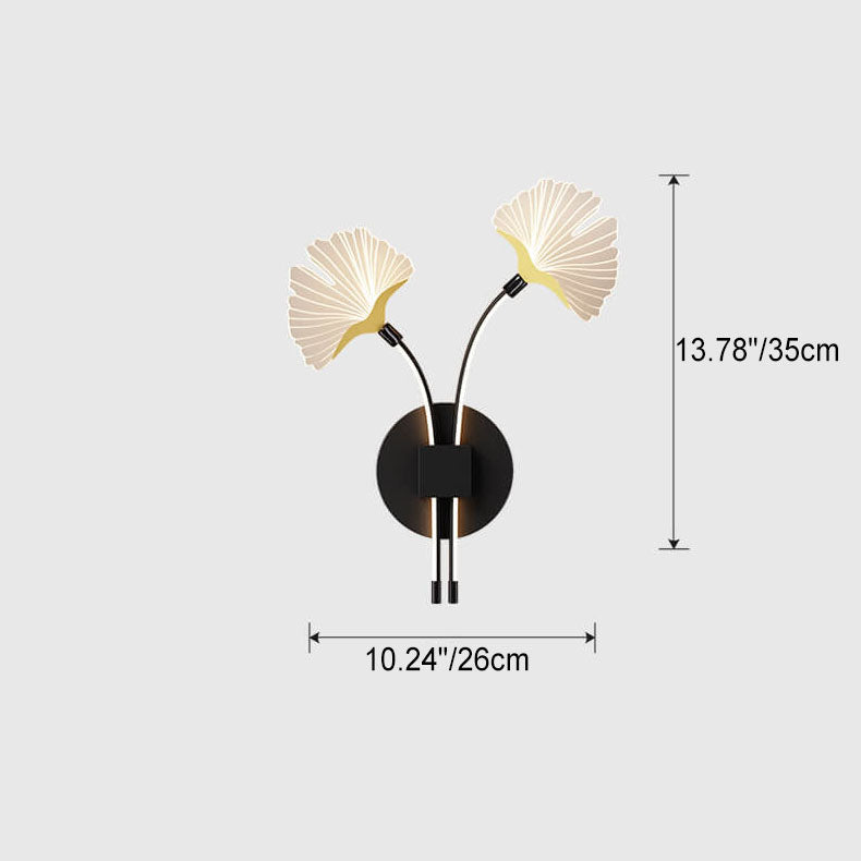 Iron Ginkgo Leaf Acrylic Lampshade LED Wall Sconce Lamp