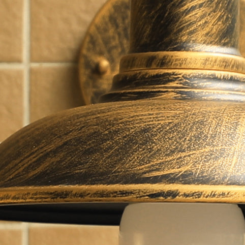 Curved Pole Round Pot Lid Iron 1-Light Wall Sconce Lamp