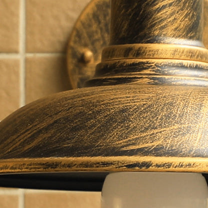 Curved Pole Round Pot Lid Iron 1-Light Wall Sconce Lamp