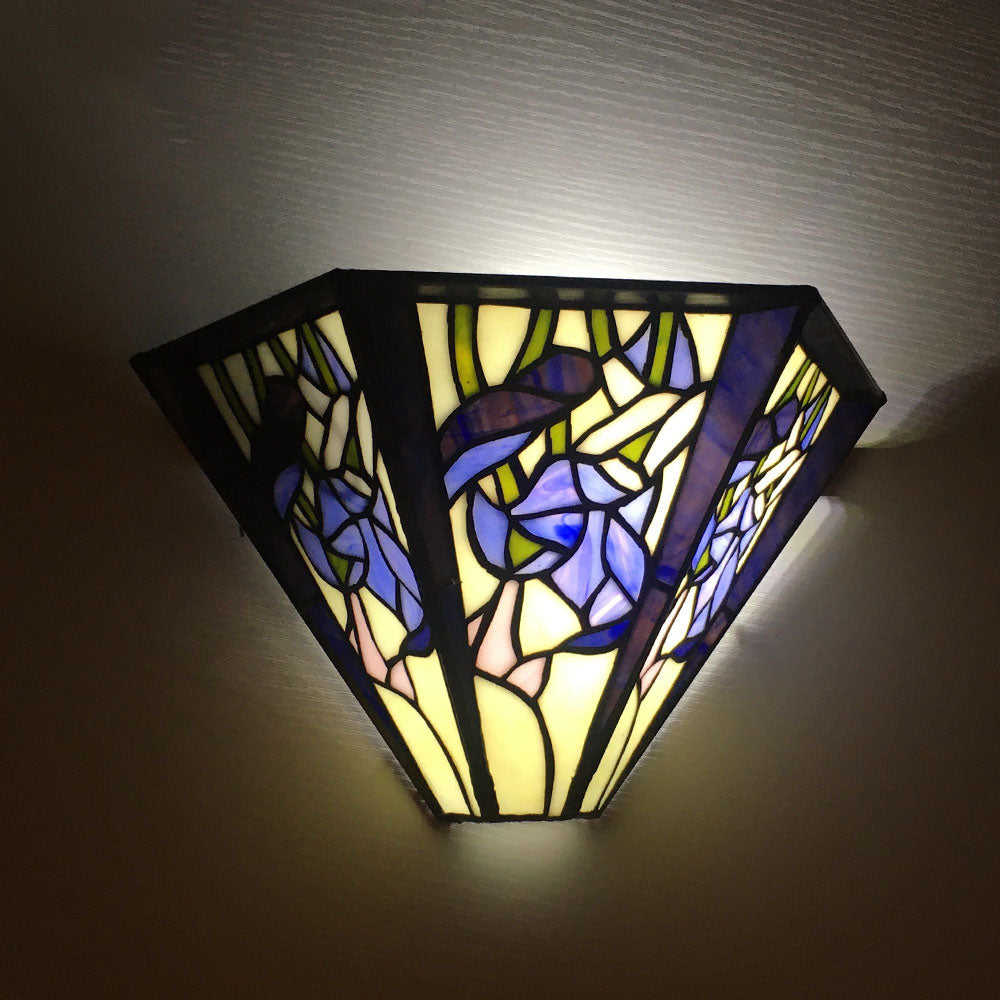 Tiffany Flower Dragonfly 1-Light Wall Sconce Lamp