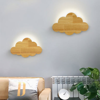 Nordic Minimalist Cloud Wood 1-Light Wall Sconce Lamp