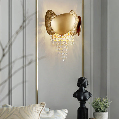 Irregular Oval Piece Iron Crystal 2-Light Wall Sconce Lamp
