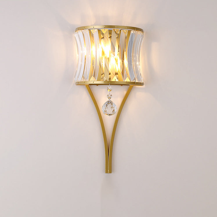 Half Triangle Iron Crystal 1-Light Wall Sconce Lamp