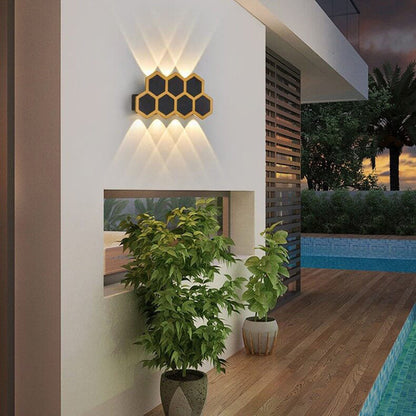 Outdoor Combination Black Gold LED Wall Sconce Lamp