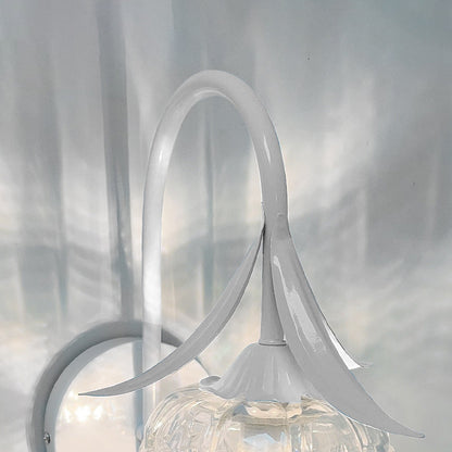 Iron Flower Glass Shade Crystal 1-Light Wall Sconce Lamp