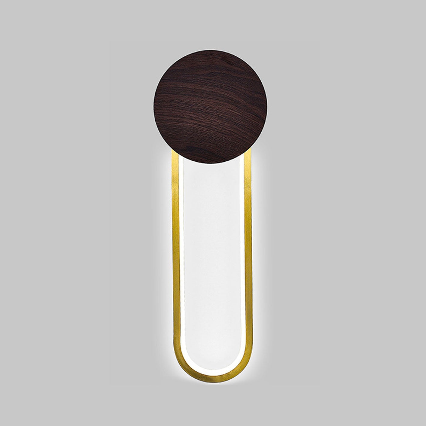 Wood Grain Round Wrought Iron LED Wall Sconce Lamp
