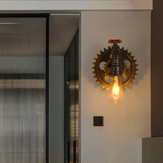 Gear Decorative Water Pipe Design 1-Light Wall Sconce Lamp