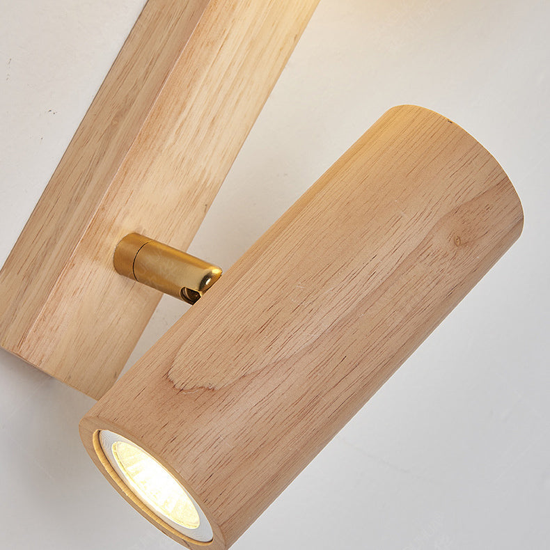 Scandinavian Orb Cylinder Wood PE LED Wall Sconce Lamp