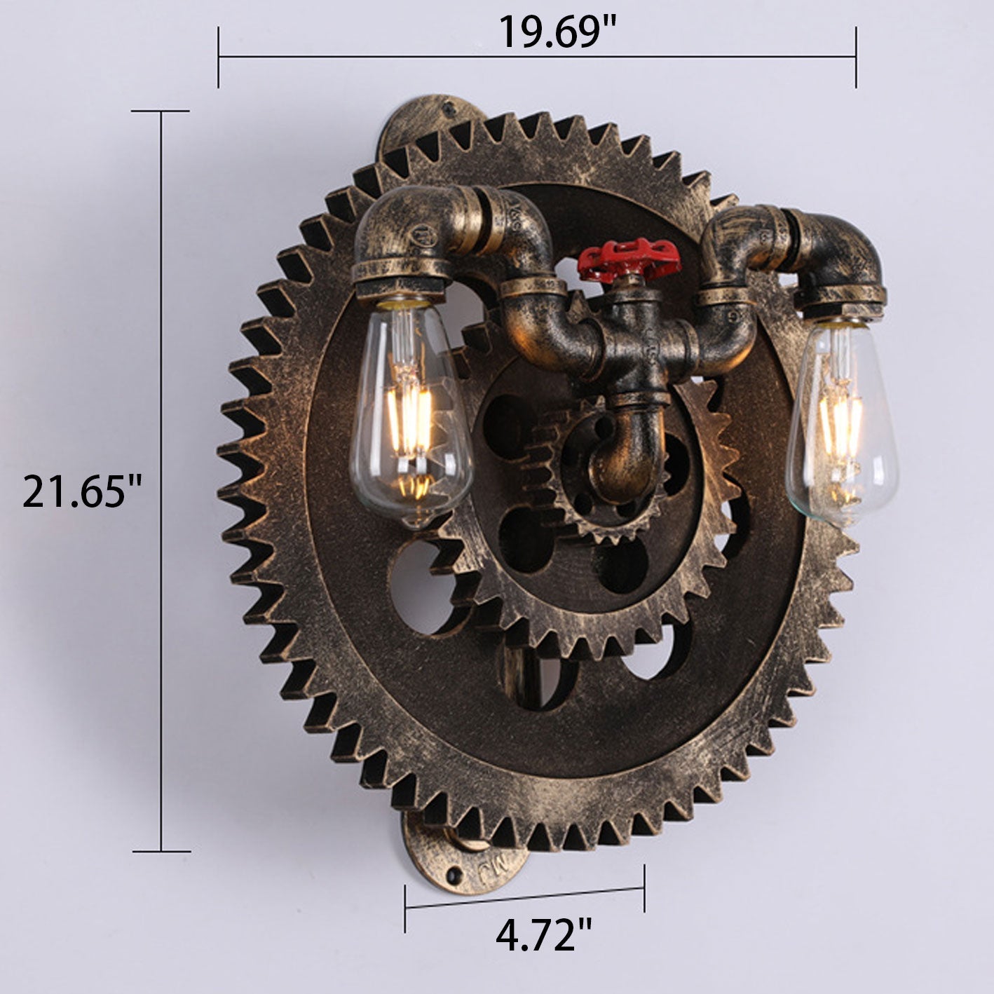 Gear-shaped Wrought Iron 1/2-Light Wall Sconce Lamp
