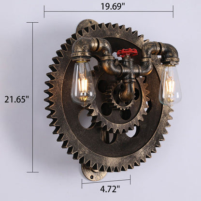 Gear-shaped Wrought Iron 1/2-Light Wall Sconce Lamp