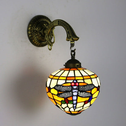 Tiffany Globe Stained Glass 1-Light Wall Sconce Lamp