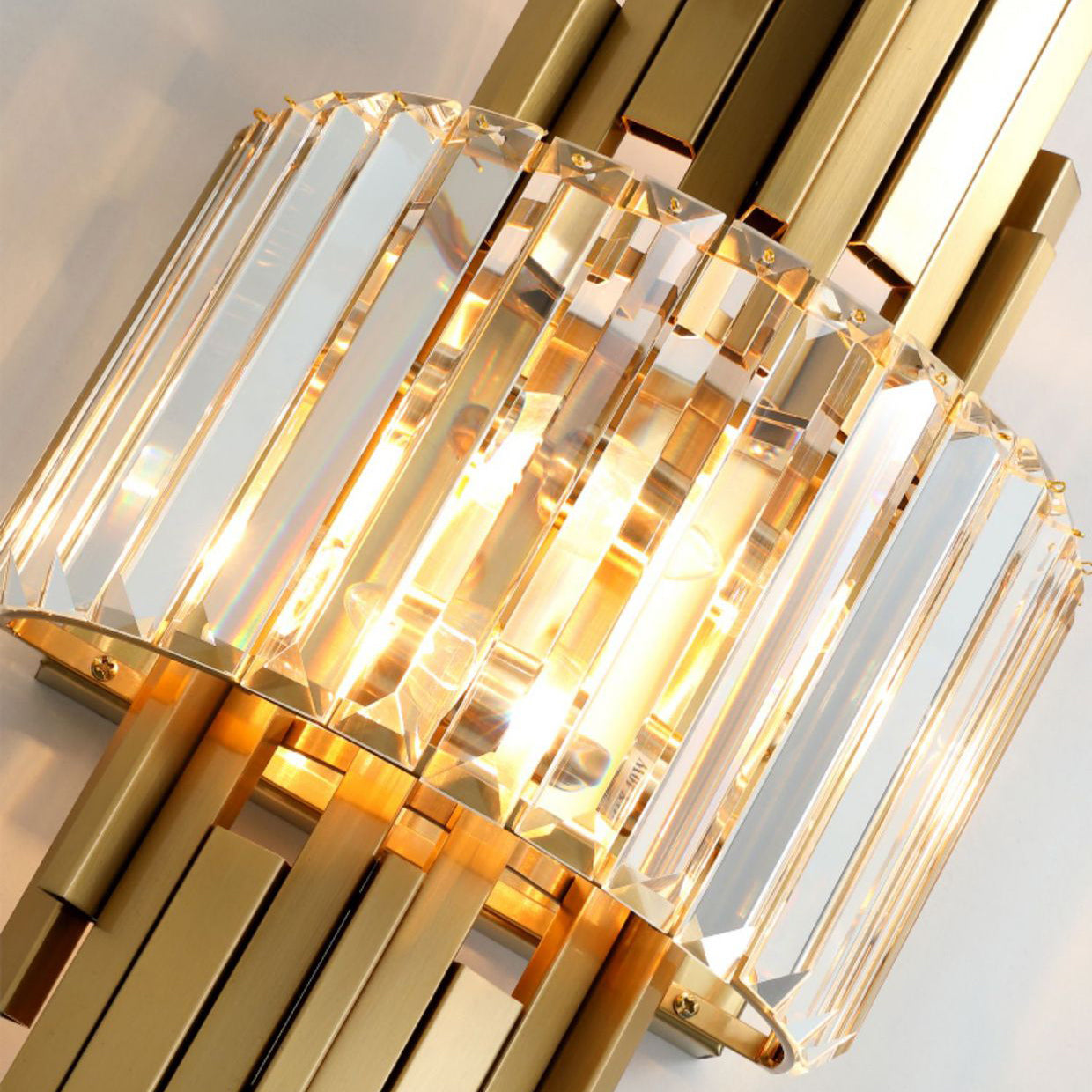 Metal Cylinder Strip Rhombic 2-Light Wall Sconce Lamp