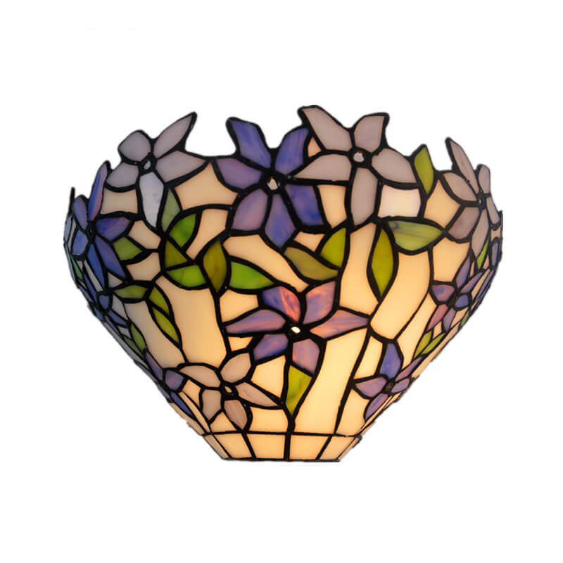 Tiffany Flower Stained Glass Bowl 1-Light Wall Sconce Lamp