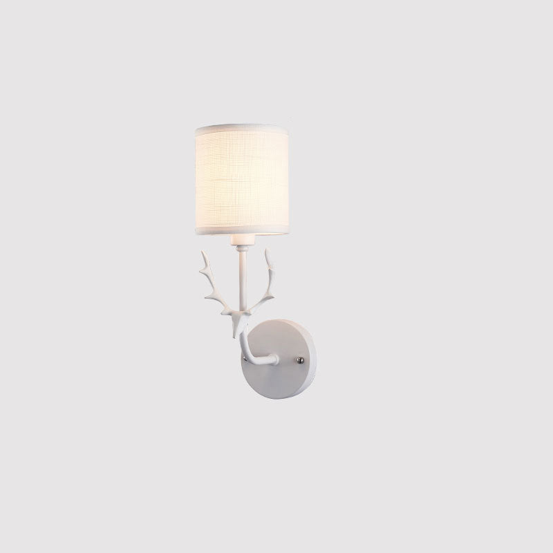 Industrial Fabric Deer Head Design 1-Light Wall Sconce Lamp