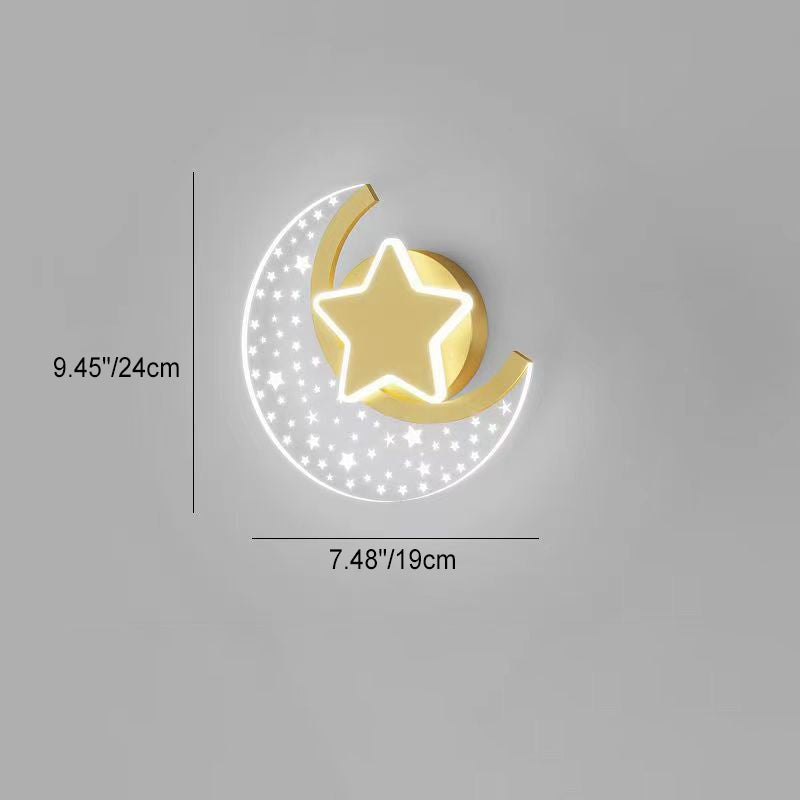 Simplicity Aluminum Acrylic Moon Star LED Wall Sconce Lamp