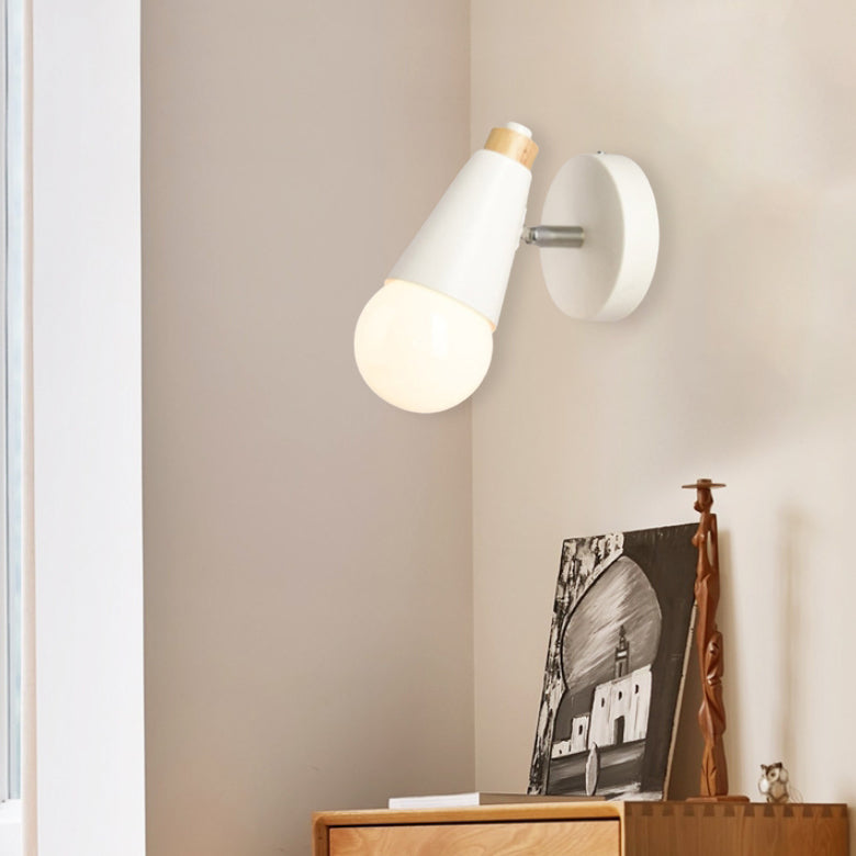 Simplicity Wood Iron Horn Cone 1/2/3 Light Wall Sconce Lamp