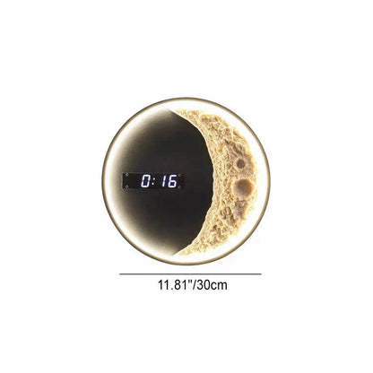 Round Clock Hardware Aluminium Resin LED Wall Sconce Lamp