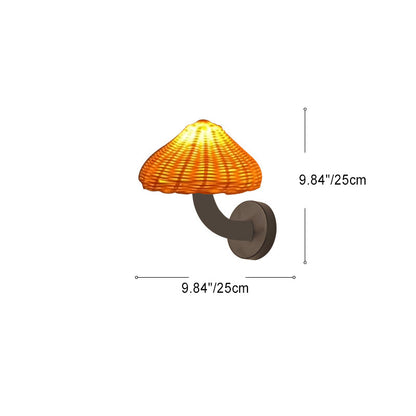 Japanese Iron Mushroom Shape 1-Light Wall Sconce Lamp