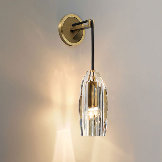 Luxury Crystal Column Copper 1- Light Wall Sconce Lamp